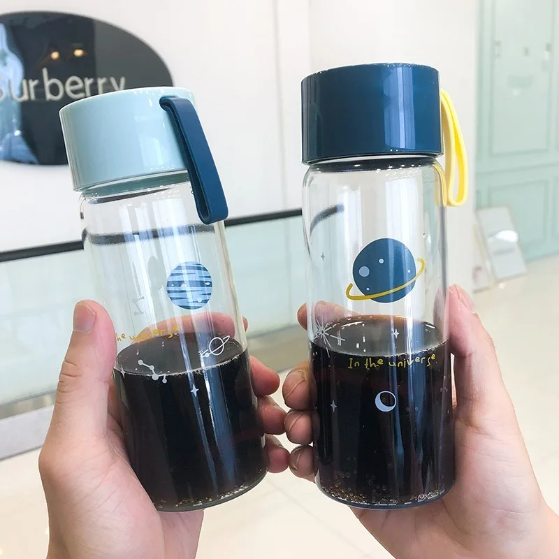 

310ml Stylish and Simple High Temperature Resistant Silicone Cover Glass Lanyard Outdoor Portable Transparent Cup Cute Gift Cup