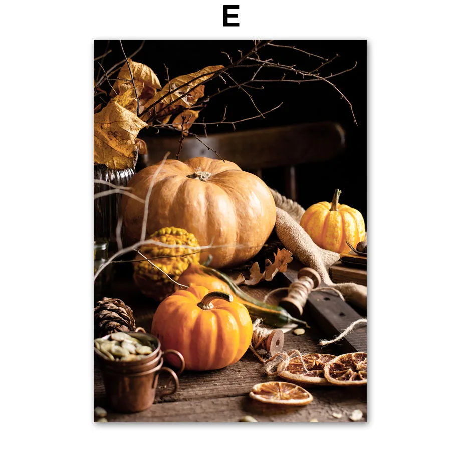 thumbnail image 1 of Cuadro sobre lienzo para pared, diseño de hojas de árbol, calabaza, conejo, pueblo, otoño, carteles nórdicos e impresiones, imágenes para sala de estar, decoración del hogar, 1 of 5