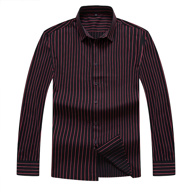 Плюс 8XL 6XL 5XL Мужская Повседневная рубашка Slim Fit Мужская Повседневная полосатая рубашка с длинным рукавом официальные сорочки мужская одежда Camisa