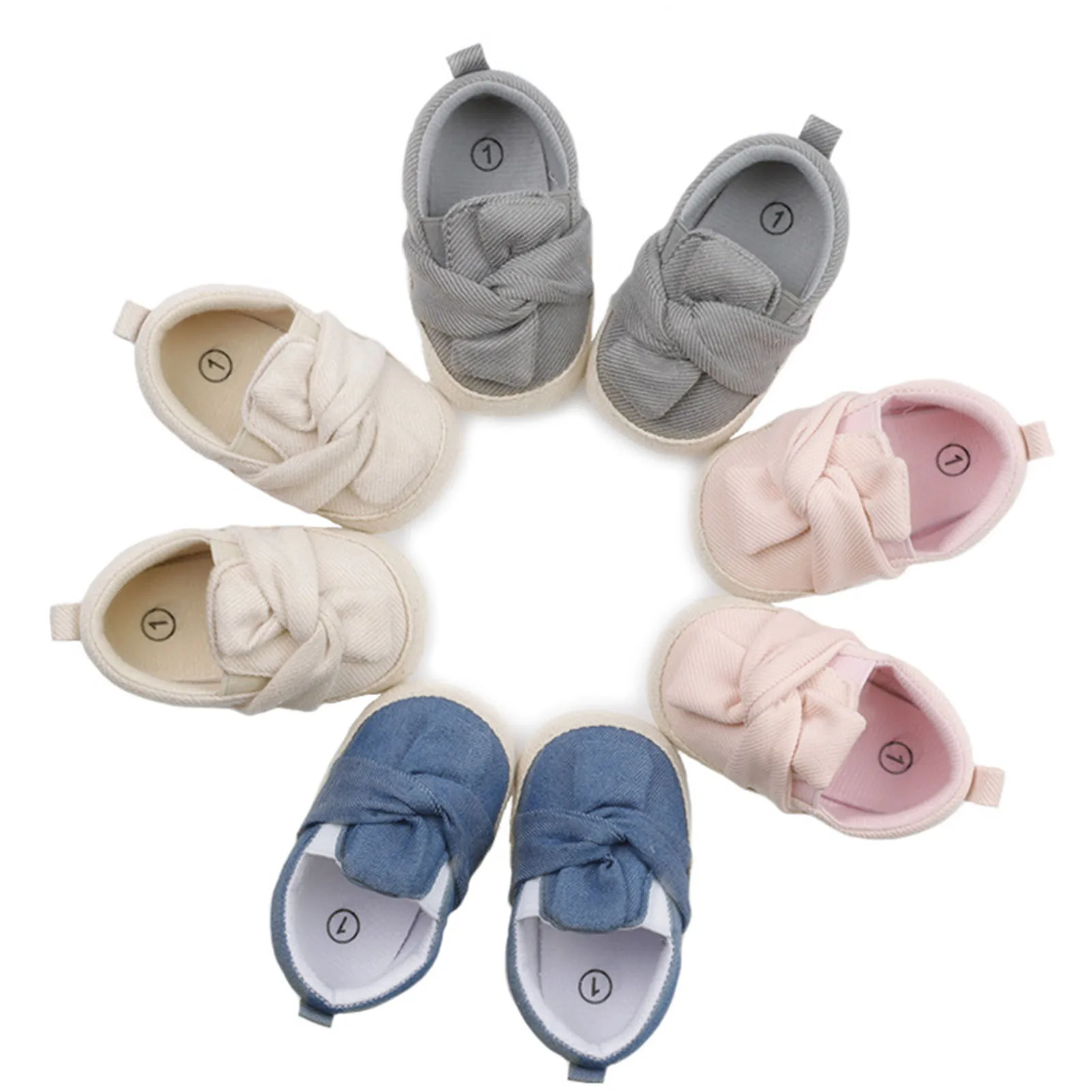 Baby Shoes Comfortable soft Babies Toddlers Bowknot Breathable Anti-slip Soft Sole Prewalker Flat Shoes Baby Casual