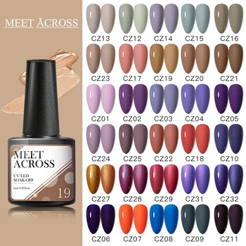 

MEET ACROSS Matte Gel Polish Gel Lacquers Nail Semi Permanent Soak Off Winter UV Gel Varnish DIY Nail Art Gel Paint For Manicure