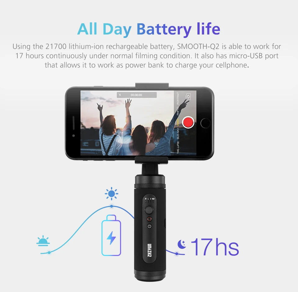 ZHIYUN Smooth Q2 карманного размера мобильный шарнирное соединение для смартфона шарнирный стабилизатор для камеры GoPro 3-Axis Vlog Ручной Стабилизатор новое поступление