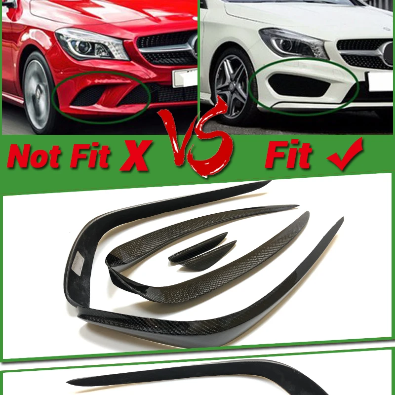 Карбоновый передний бампер Canards для Mercedes Benz A-Class W176 A180 Спортивное дополнение передний бампер Canards Внешний 6 шт. 2013-15