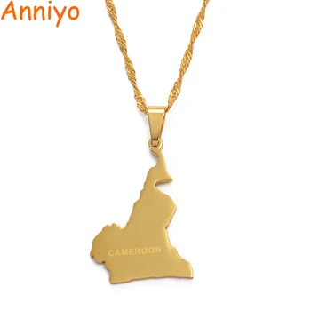 

Anniyo Cameroon Map Pendant & Thin Necklace Gold Color Jewelry Cameroun Country Maps Cameroonians Gifts #011721