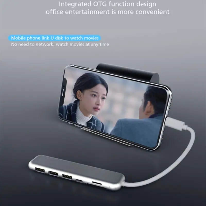 USB C концентратор тип C к USB3.0 сплиттер с TF SD считыватель слот для MacBook/MacBook Pro/samsung/huawei D08B
