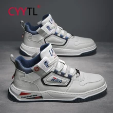 

CYYTL Men's High Top Sneakers Sports Skateboard Fashion Breathable Running Shoes for Students PU Leather Casual Walking Tennis