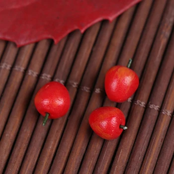 

10Pcs/bag Dollhouse Accessories Miniature Red Apple Kitchen Decoration Emulation red fruit apples