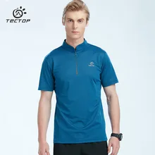 Камуфляж для мужчин рубашка для спорта на открытом воздухе Пешие прогулки Рыбалка стрейч Дышащие Мягкие Твердые молнии Стенд воротник для мужчин мужские майки синий L