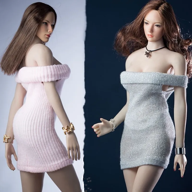1/6 PH хит продаж сексуальное платье юбка/розовое/серое белое трикотажное модель