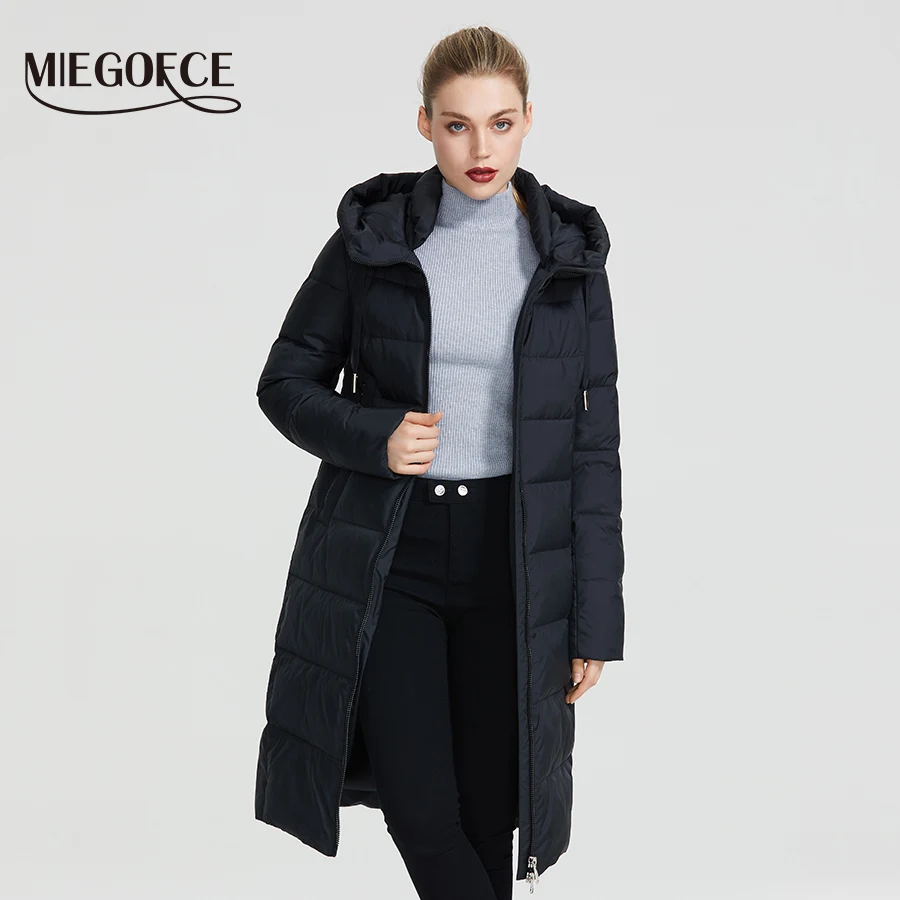 Kopen Miegofce 2019 Nieuwe Winter Vrouwen Collectie Jas Ladie Winter Jas Hieronder Knielengte Warme Jas Met Kap Beschermen Ffrom Wind koud