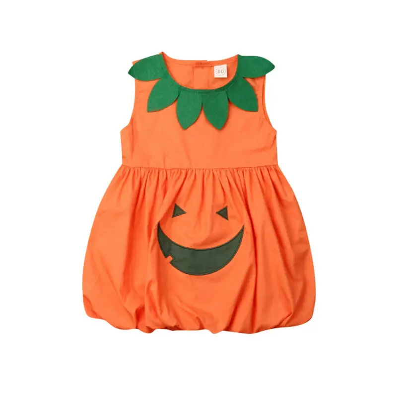 

Toddler Baby Kids Girls Pumpkin Costume Halloween Fancy Lantern Dress Outfits