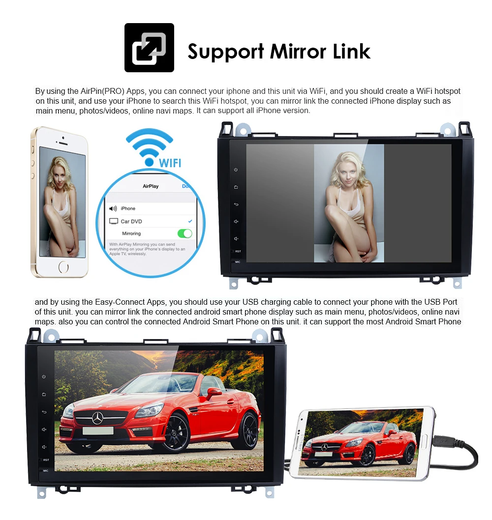 2din Android8.0 9''Car gps Штатная для Mercedes Benz B200 A B класс W169 W245 Viano Vito W639 Sprinter W906 4G Bluetooth радио