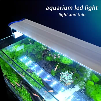 

Aquarium LED Light Fish Tank Slim Fish Tank Light Aquatic Lighting Waterproof Bright Clip Lamp Blue LED 18 to 48cm EU plug