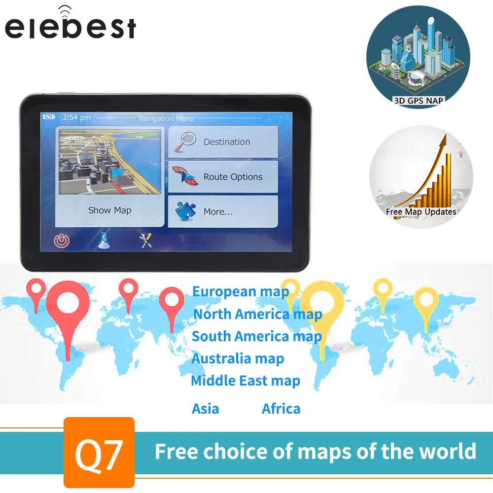 Цена Elebest font b gps b font навигация 7 дюймов сенсорный экран font b gps b font навигатор автомобиль грузовик font b gps b font Sat Nav BHT опционально Европа и т. д. карты бесплатное обновление