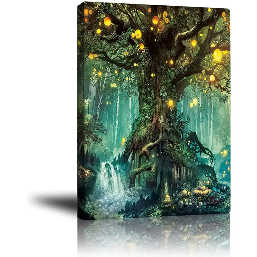 Abstract Psychedelic Bohemian Canvas Pictures for Living Room Wall Art DecorationPrints Fantasy Forest Tree Oil Painting | Дом и сад