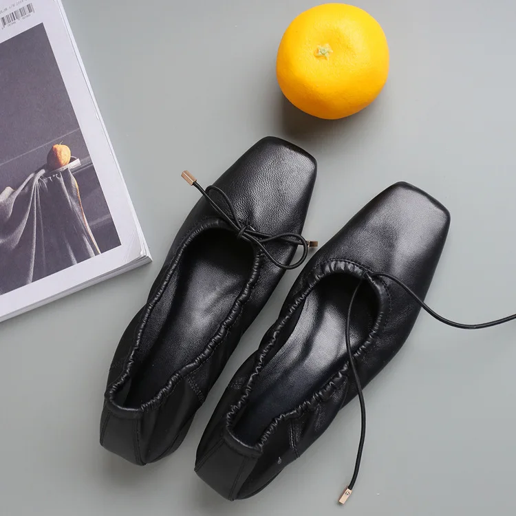 

2019 New Style WOMEN'S Shoes Genuine Leather Grandma Shoes Super Soft Square Leg Low Chunky Heel WOMEN'S Pumps Loafers Sheepskin