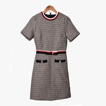 

2020 Summer Temperament Small Xiang Style Grain Weaving Thick Tweed Dress Female 23009