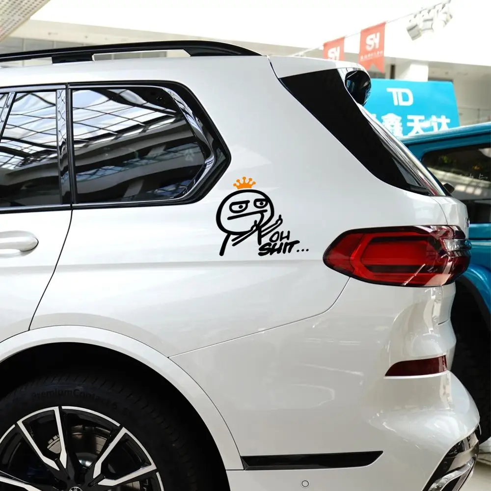 1pc Car Cartoon Styling Stickers OH SHIT Funny Car Sticker Decal Styling Middle Finger Auto Accessories
