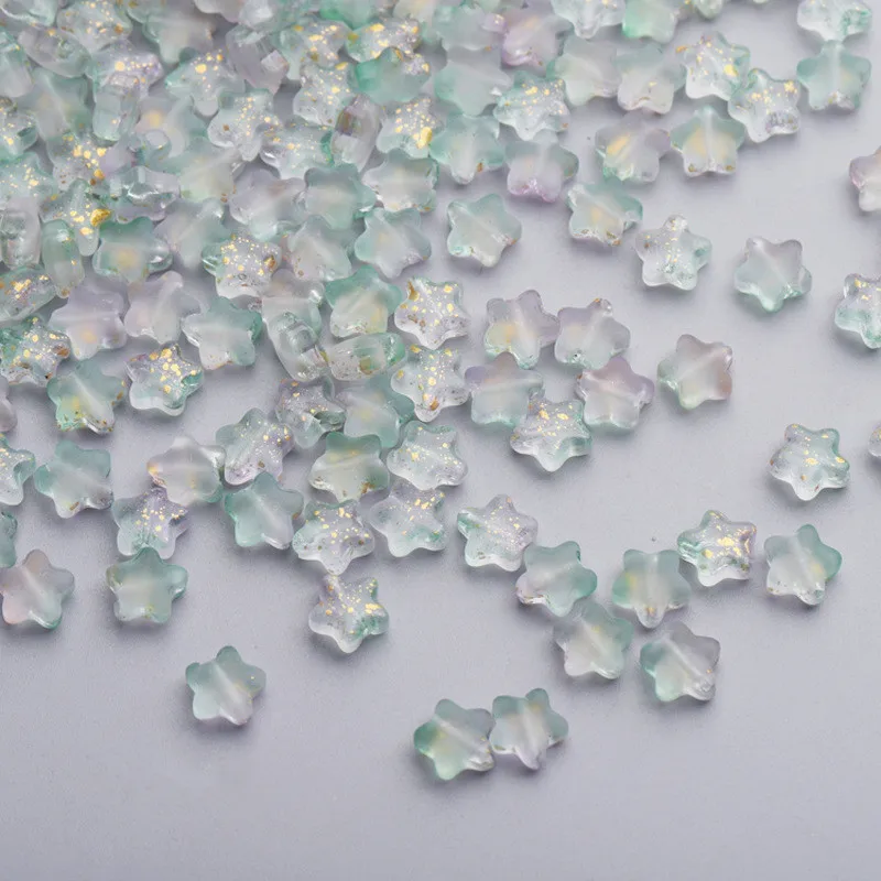 Glass Beads 50PC/lot 8mm Frosted Gradient Color Star Beads Czech Glass Loose Spacer Beads for Jewelry Making Handmade Diy Accessories