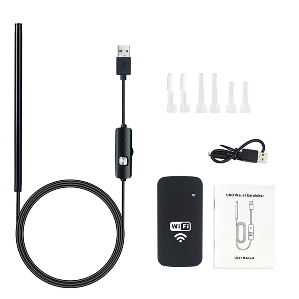 Grey WiFi ear IP67 Инспекционная камера водонепроницаемый ear endoscope 6 регулируемый светодиодный фонарь для iphone IOS Android смартфон планшет - Цвет: Grey