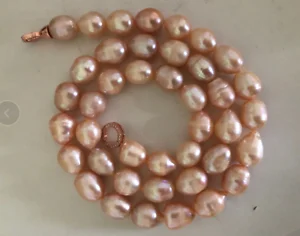 

Beautiful 11-13mm south sea gold pink baroque pearl necklace 35inch 50"