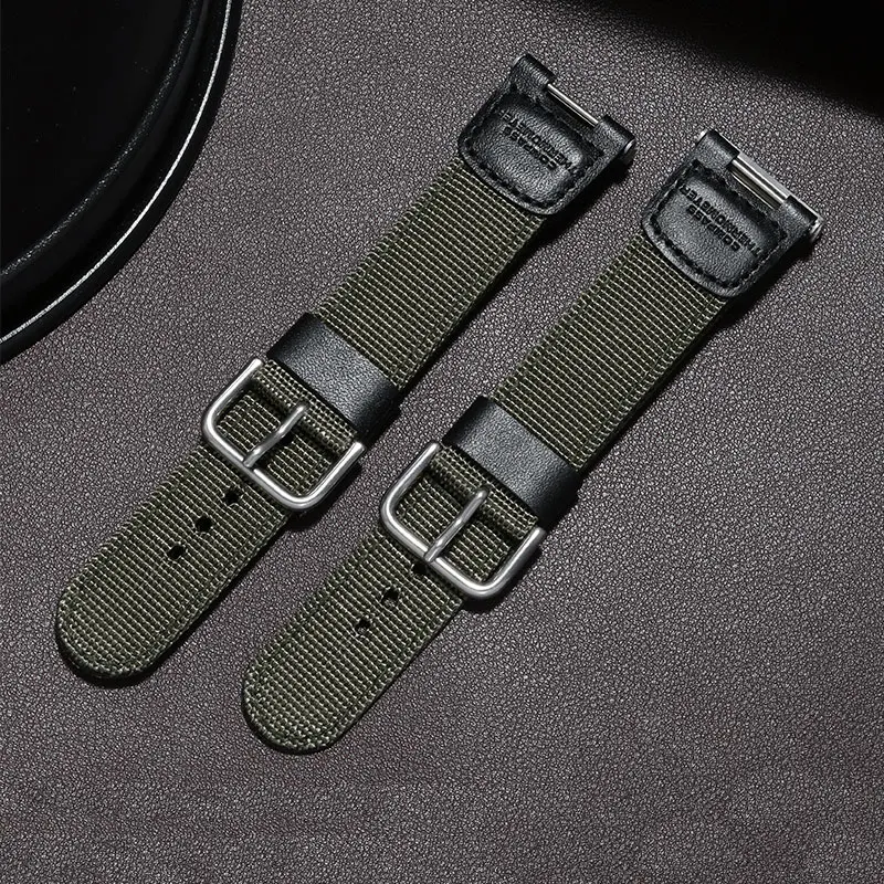  PEIYI Nylon watch band army green with pin buckle wristband Suitable for CASIO men's watch sport se