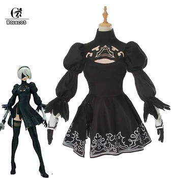 

ROLECOS Game NieR:Automata Cosplay Women's No 2 Type B Costume Cosplay Sexy Black Leotard Dresses Cosplay Women Suit Dress