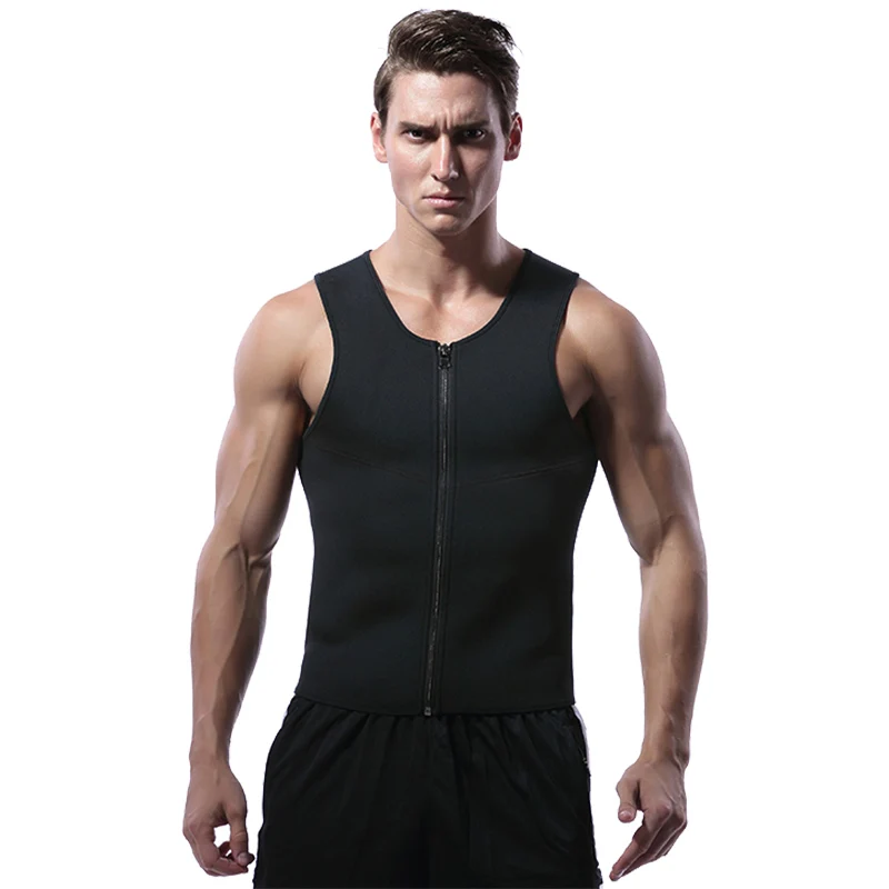 Black Vest with zip Мужской пояс для похудения, корректирующий пояс, мужской жилет, Корректирующее белье из неопрена Abdo, мужское термо сжигание жира, Корректирующее белье Faja, Корректирующее белье для живота - Цвет: Black Vest with zip