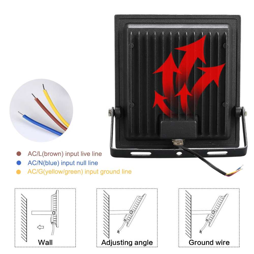 controle remoto, Projetor refletor para iluminação exterior, 10W, 30W, 50W, 220V