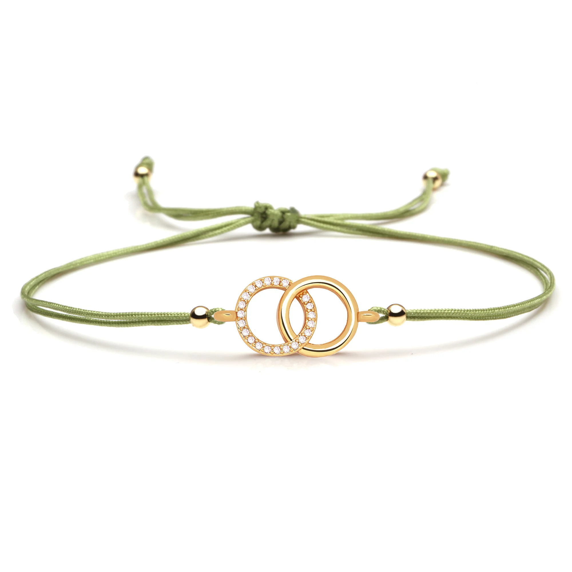 Браслет с двойным переплетением Белый Шарм-браслет круглым кубическим цирконием