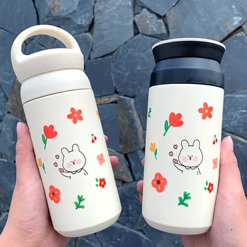 

Cute Stick Figure Rabbit 304 Stainless Steel Thermoses with Tea Insufur Leakproof Vacuum Insulation Outdoor Portable Thermos Cup