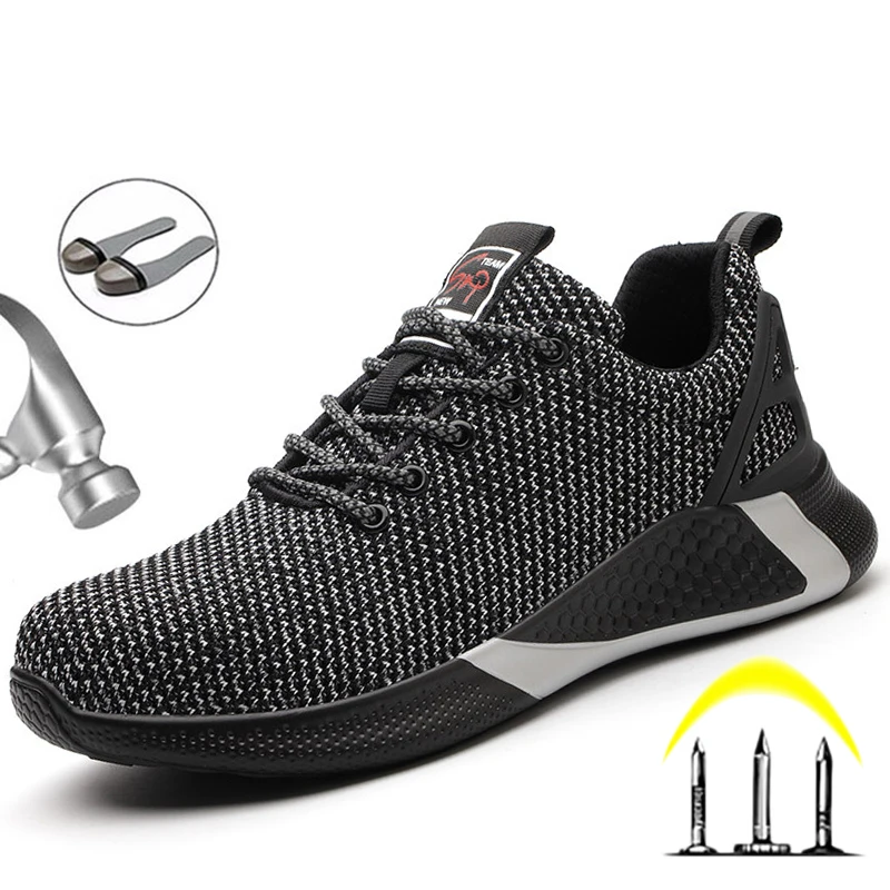 

Safety Ankle Boots Men Steel Toe Breathable Safety Work Shoes Puncture Proof Man Sneakers Casual Male Footwear Shoes Plus Size