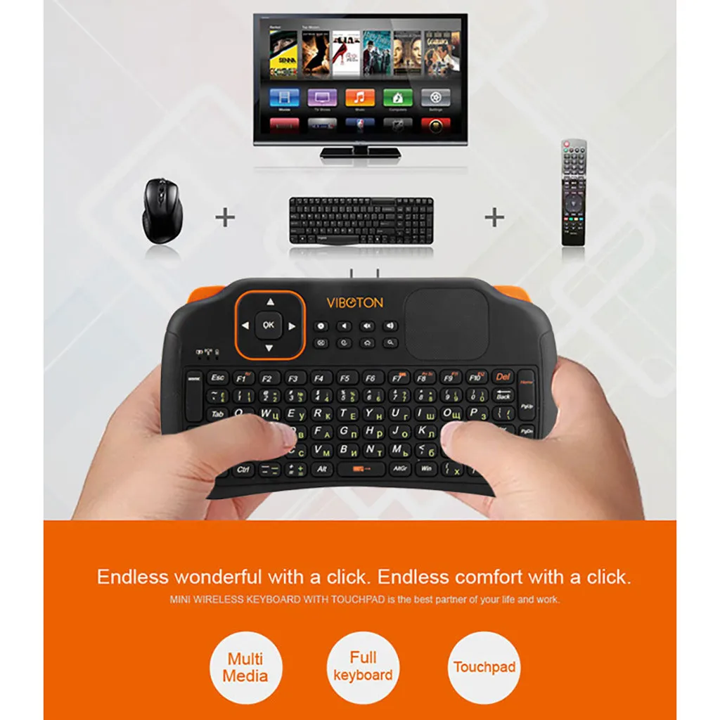 

Russian 2.4GHz Wireless Keyboard Air Mouse Remote Control With Fouchpad 83keys Auto Sleep For Pc For Android For Ps3 #20