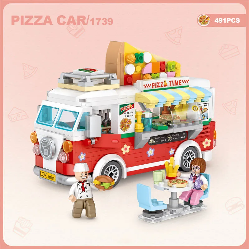

Mini dining car family building block assembly adult decompression children puzzle high difficulty toy gift ornament