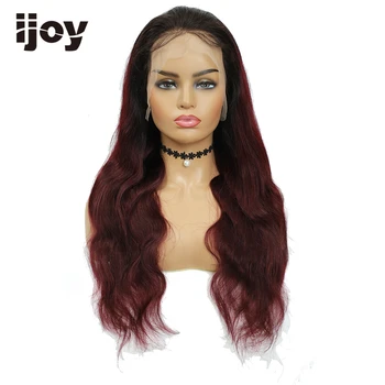 

4X13 Lace Front Human Hair Wigs Ombre Body Wave Wig 99J Maroon Red Brazilian Hair Wig For Black Women Non-Remy Hair IJOY