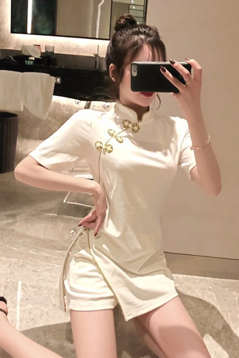 Китайское платье cheongsam винтажное элегантное платье qipao вечернее платье женское с коротким рукавом сексуальное платье Ципао с разрезом костюм набор