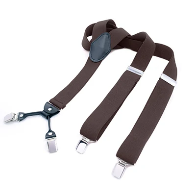 New Solid Navy Black Suspenders Male for Pants Wide 3.5*135cm Braces Unisex Classic Strap Bretels Men Braces for Trousers Street - Цвет: Brown