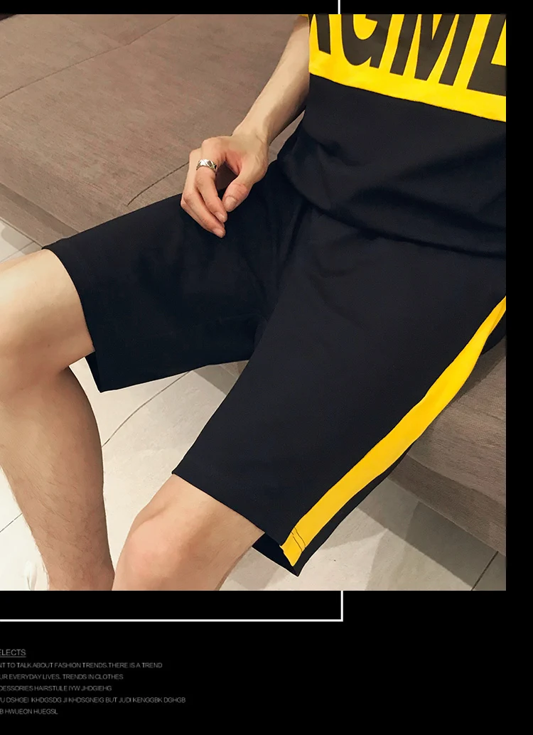 Мужские футболки+ Korte 2 шт набор Losse Brief Afdrukken Splice Heren набор модный уличная Ropa De Hombre Корея Stijl Kleding