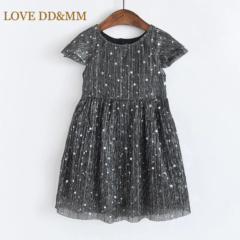 LOVE DD&ampMM Girls Dresses 2022 Spring New Children's Clothing Sweet Flying Sleeves Stars Mesh Round Neck Princess Dress | Детская