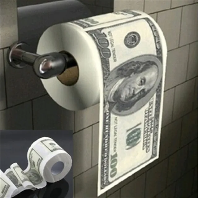 1 Roll $100 Dollar Bill Toilet Paper Christmas Decoration for Home Rolling Paper Dump Trump Toilet Tissue Funny Novelty Gift 1