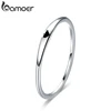 BAMOER 925 Sterling Silver Round Circle Pure Finger Ring Simple Heart Engrave Rings for Women Wedding Engagement Jewelry SCR468 ► Photo 1/5