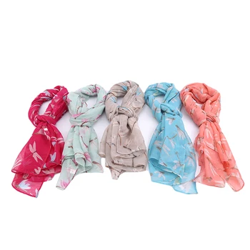 

Brand New Chiffon Scarf Women Spring Summer Silk Scarves Thin Dragonfly Shawls And Wraps Foulard Print Hijab Stoles Wholesale