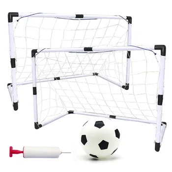 

2 Sets Detachable Diy Portable Children Sports Soccer Goals Practice Scrime Game Football Gate Diy White with Soccer Ball and