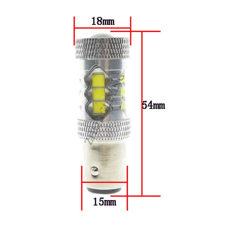 Фото Светодиодный стоп-сигнал, 2 шт., BAY15D 1157, 380, 12 В, белый, красный цвет, 16SMD, 80 Вт, двойная нить, комбинированный задний стоп-сигнал №4