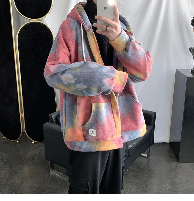 Tie Dye толстовки мужские модные с принтом повседневные камуфляжные толстовки с капюшоном Мужская Уличная свободная хип-хоп толстовка мужская s толстовка кардиган