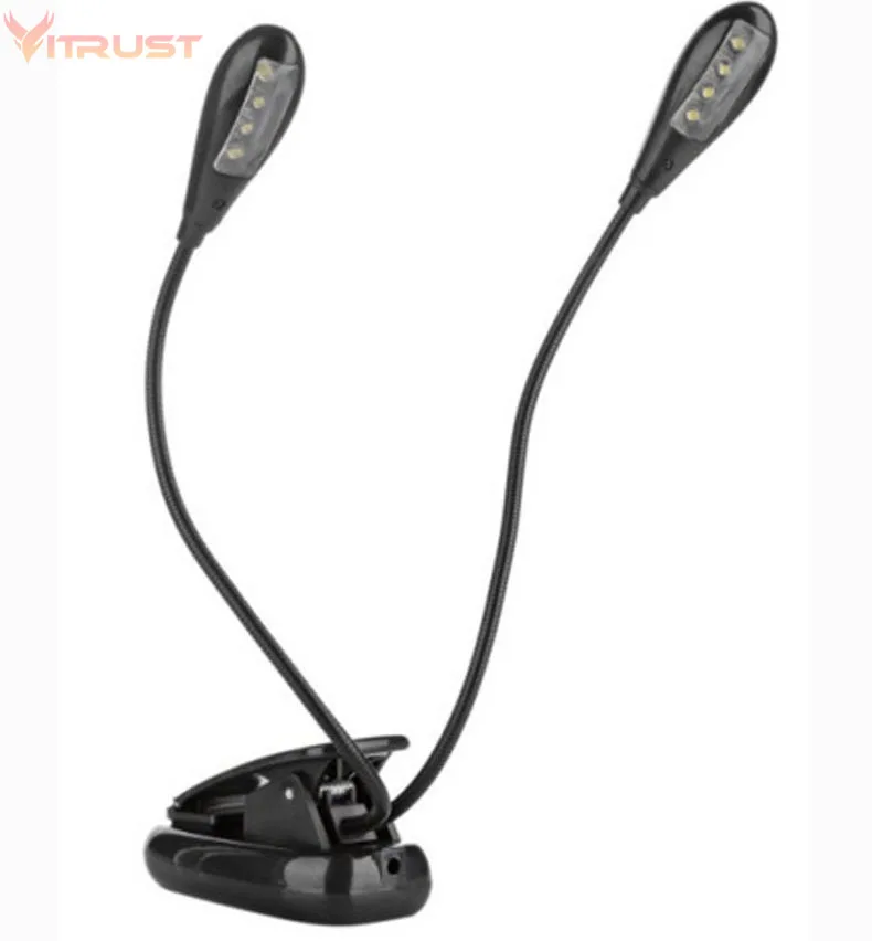 Dual Flexible Double Flex Goosenecks 4 LEDs Book Lights 8 LED Book