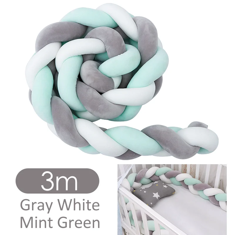 Fashionable 10-18 Plush Knot Baby Crib Bumper 1.5M/2M/3M Newborn Baby Bedding Set Children's Bed Nest Cot Protector Baby Stuff - Цвет: color 24