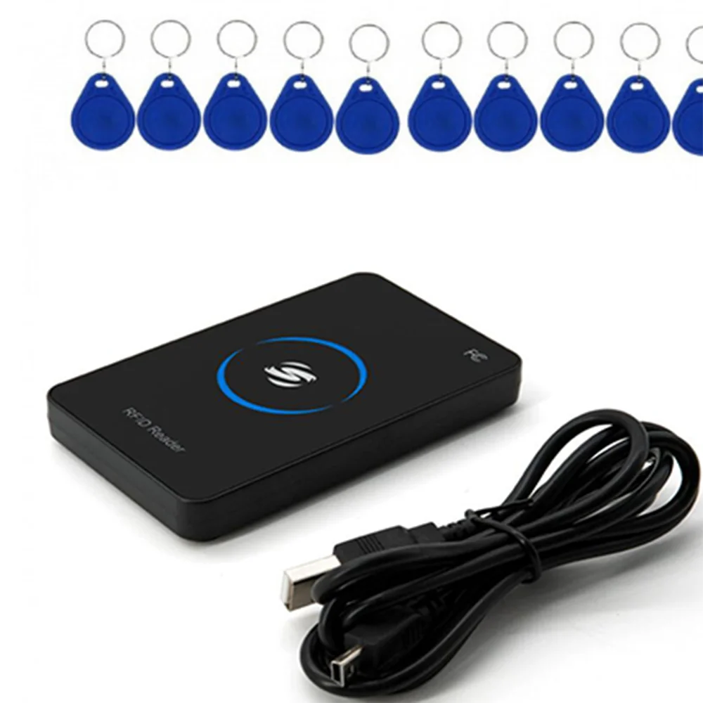 125 кГц RFID считыватель ключей EM4100 13,56 копия USB датчик приближения считыватель смарт-карт для контроля доступа - Цвет: RFID  and 10keys