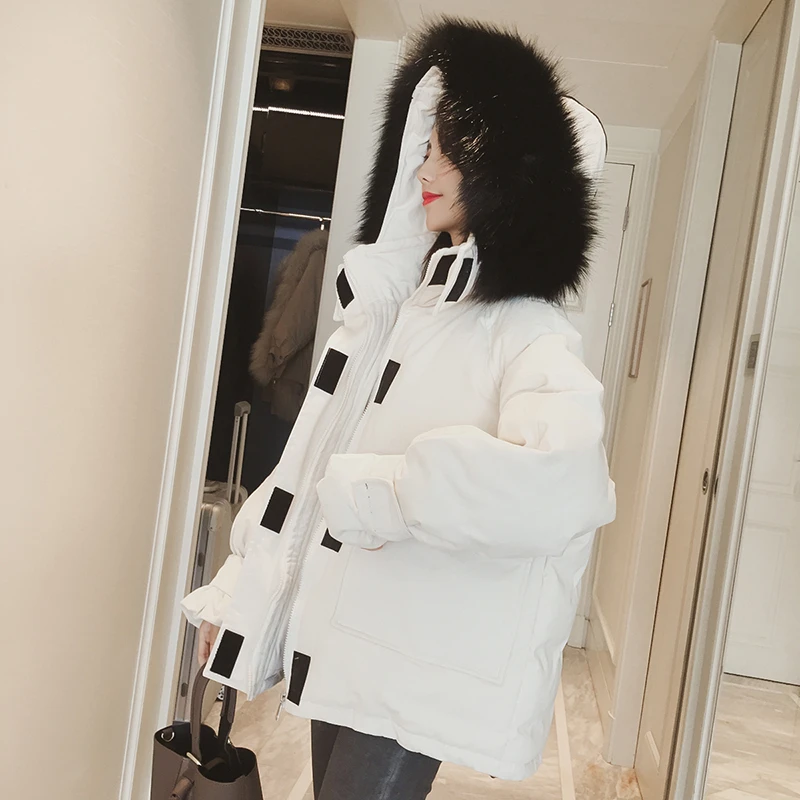 TWOTWINSTYLE/повседневные женские парки из лоскутного меха с капюшоном и карманом; женское хлопковое пальто; теплое плотное зимнее пальто больших размеров; Новинка