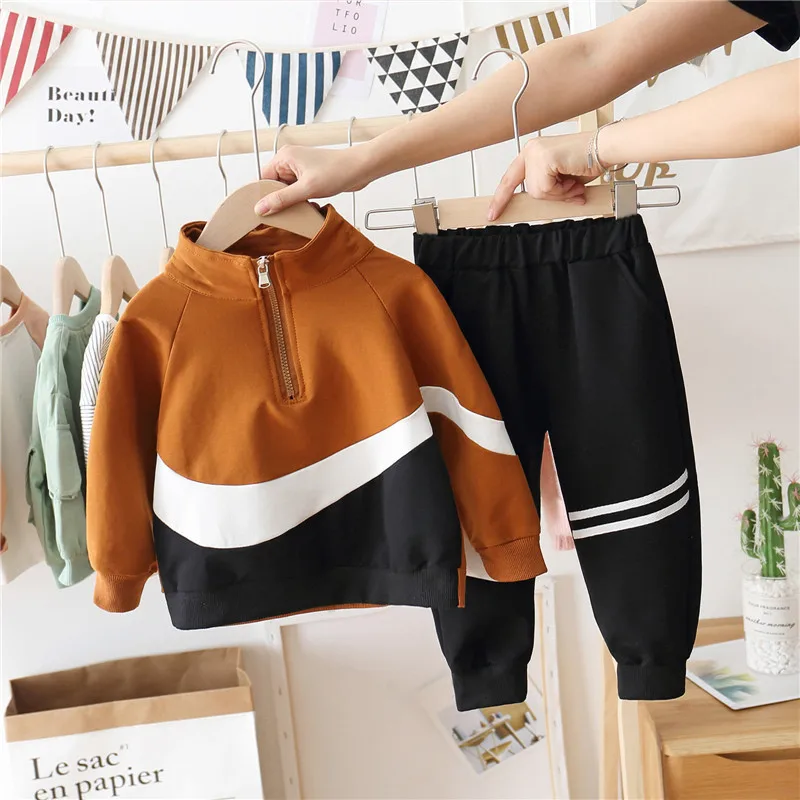 

BOY'S Suit 2019 Autumn Handsome Pure Cotton chao yang Gas Baby Hoodie Childrenswear Two Spring And Autumn Small CHILDREN'S Child